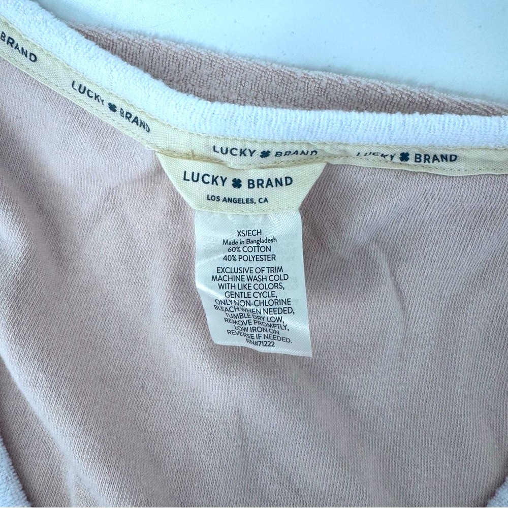Lucky Brand 2 pc Pink Tank and shorts with White Trim - Terry cloth - Picture 10 of 11